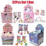 32Pcs Sanrio Pokemon Figure Pencil Eraser Blind Box Hello Kitty Kuromi Melody Pikachu Erasers Student School Stationery Gifts