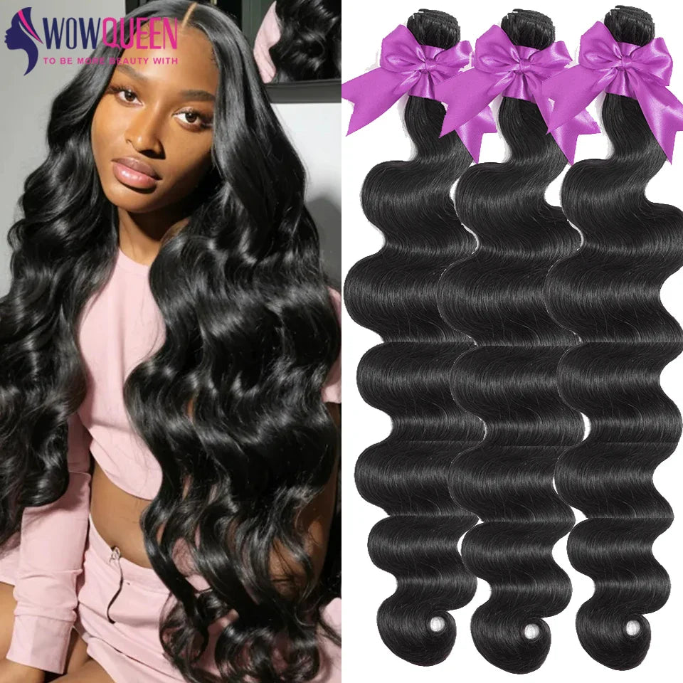 32 36 40 Inch Body Wave Bundles Human Hair Bundles 2/3/4 Deal Brazilian Weaving Natural Black Remy Raw Hair Extensions For Women