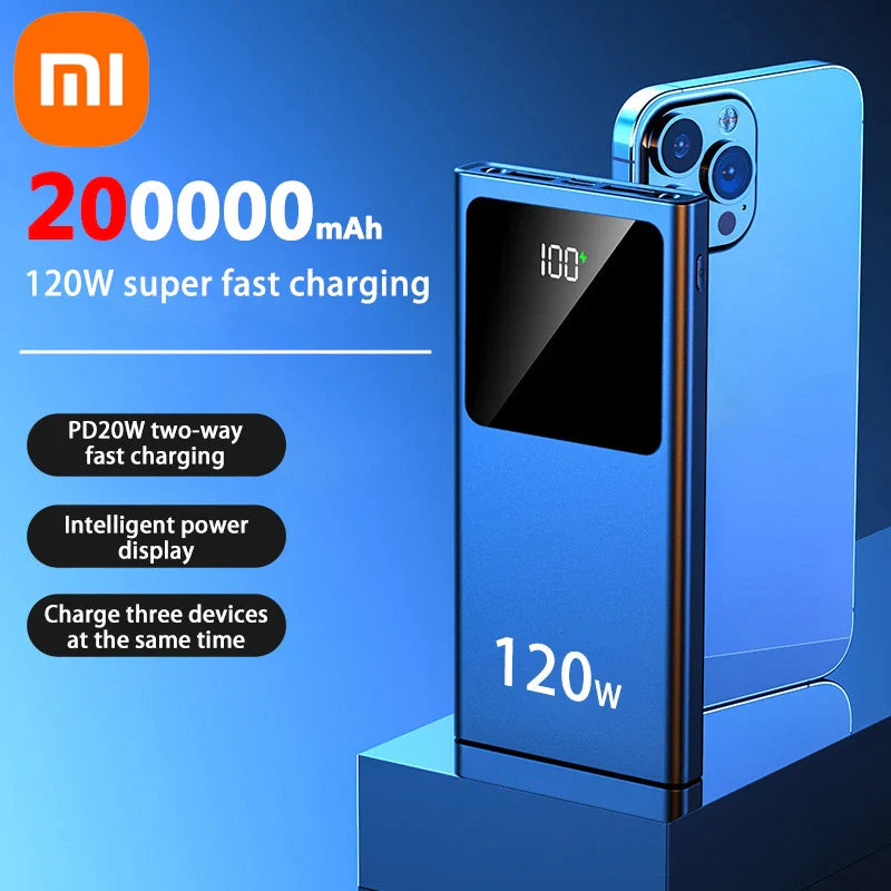 Xiaomi 200000mAh Power Bank Super Large Capacity 120w Super Fast Charging Portable External Battery Mobile Phone Accessories