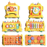 Baby Montessori Toys Whac-a-Mole Fishing Maze Puzzle Hammer Game Music Multifunctional Kids Bus Storage Box Educational Toys