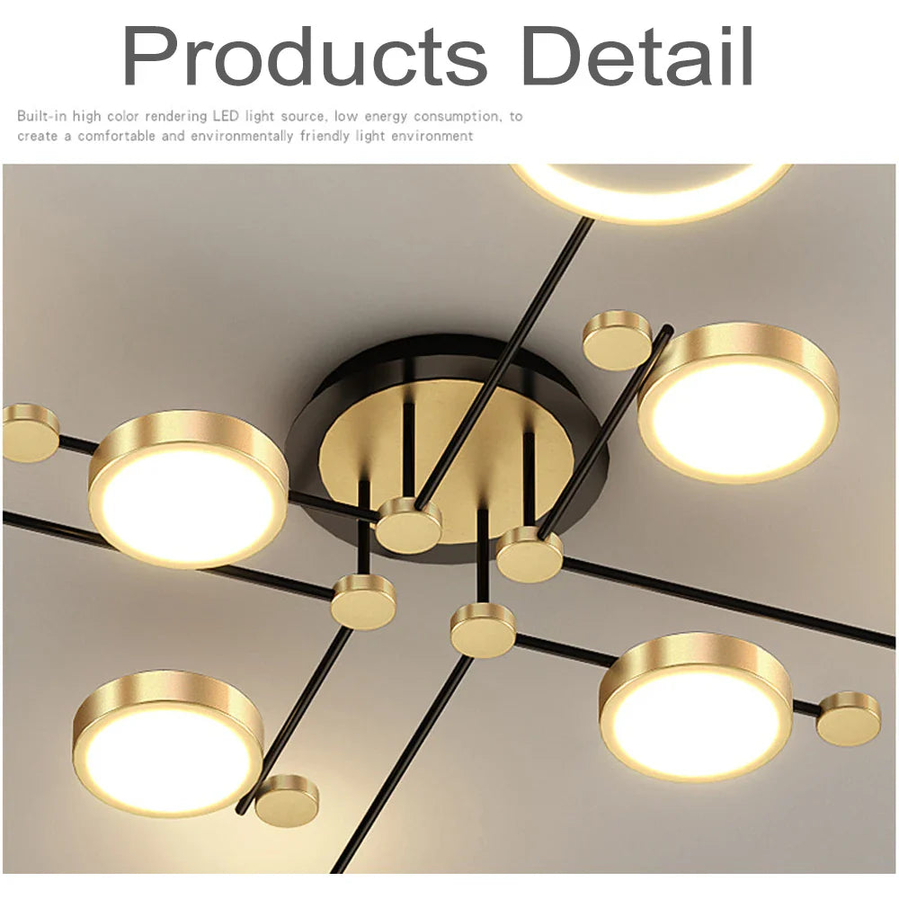 Modern Pendant Light LED Nordic Lamp Gold Black Hanging Chandelier Ceiling Lights Dimming Remote Control Lighting Fixture