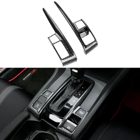 Carbon Fiber Car Gear Panel Trim Shift Panel Central Armest Box Decor Cover for Honda Civic 10th 2016-2020 Car Accessories