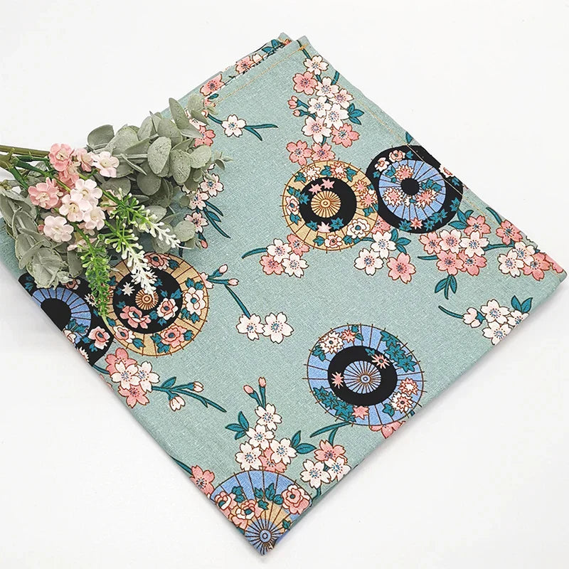 70x70/90x90cm Japanese Handkerchief Furoshiki Double Side Floral Print Bento Gift Wrapping Cloth Square Dust Cover Tablecloth