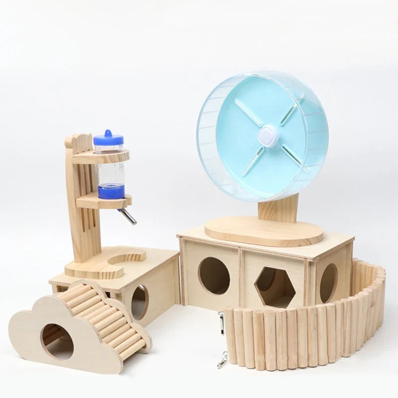 Hamster House Wooden Hideout Chamber Natural Wood Nest Habitat for Mini Gerbils Syrian Hamsters Junior Guinea Pigs