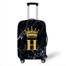 Fashion Black Marble Crown Letter Luggage Cover Travel Letter A Z Crown Suitcase Covers Elastic Trolley Case Protective Cover