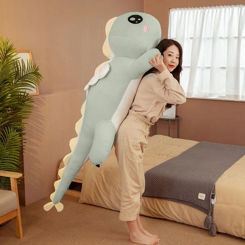 Huggable Big Long Cute Dinosaur Plush Toy Soft Cartoon Animal Angel Stuffed Doll Boyfriend Pillow Kids Girl Birthday Gift Decor