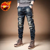 Trousers with Print Stretch Male Cowboy Pants Elastic Cargo Jeans for Men 2024 Korean Autumn Aesthetic Regular Winter Trend Y2k