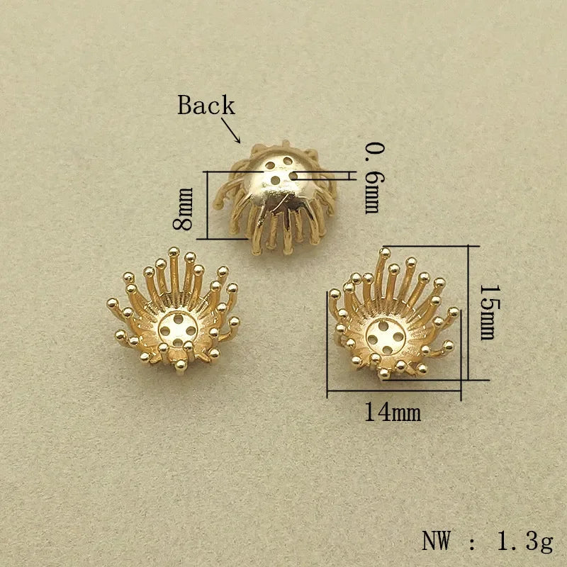 New Arrival! 100pcs Copper Flat Base Flower Centers For Handmade Necklace/Earrings DIY Parts Jewelry Findings&Components