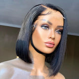 Brazilian Short Bob Wigs Bone Straight Wig 13x4 Lace Front Human Hair Wigs for Black Women 4x4 Lace Closure Wig Pre Plucked 180%