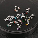 1 Pair CZ Ear Stud Mixed Colors Cartilage Earrings Set Stainless Steel Barbell Studs Earrings Helix Tragus Piercing 2-8mm