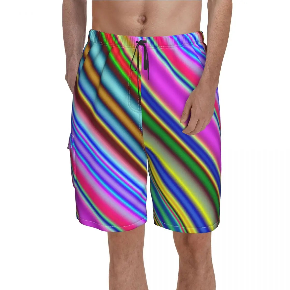 Mondrian Line Board Shorts Colorful Plaid Board Short Pants Hot Men Comfortable Print Swim Trunks Big Size