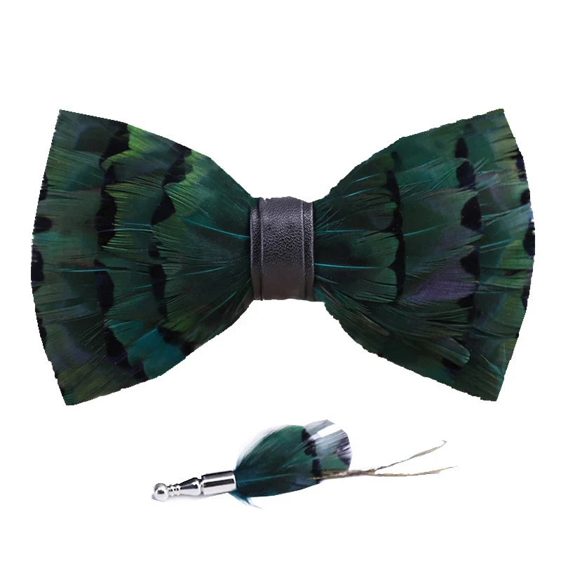 Feather Brooch Bow Tie For Men Women Officiating Wedding Suit Accessories Shirt Collar Flower Butterfly Bowtie Brooch Pin Gift