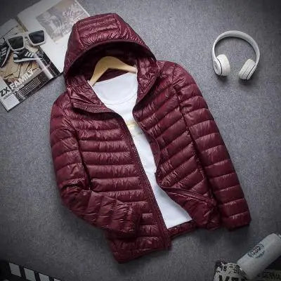 New Brand Autumn Winter Light Down Jacket Men's Fashion Hooded Short Large Ultra-thin Lightweight Youth Slim Coat Down Jackets