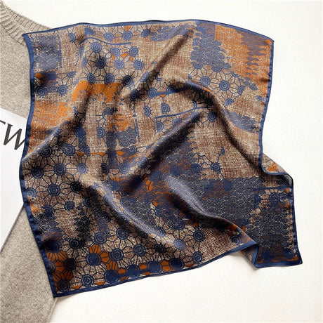 100% Real Silk Square Scarves Women Bandana High Quality Printed Foulard Hair   Tie Soft Neckerchief