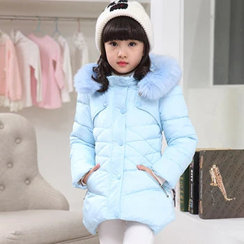 Big Size Winter Girls Jackets Keep Warm Thicken Christmas Coat Autumn Hooded Zipper Waterproof Outerwear Kids Clothes 3-12 Years