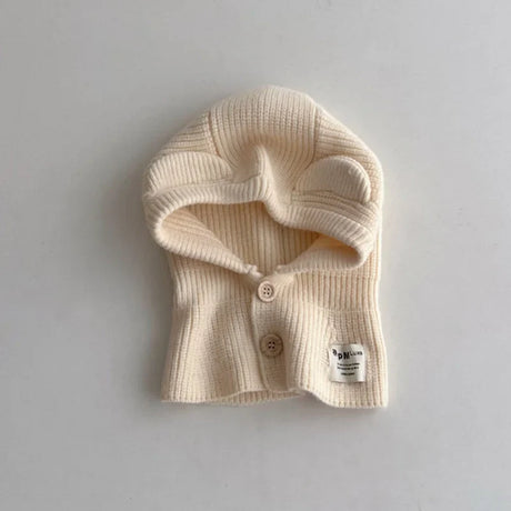 New Baby Knitted Hooded Scarf Warm Solid One Piece Scarf Hat Girls Thicken Ear Protection Balaclava Hat Headgear Bonnet for Boys