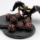 7Pcs/set Hollow Roung Dragon for DND Dice Party Game 7-Die Table Game Polyhedral Dice D4 D6 D8 D10 D12 D20 Metal Game Dice TRPG