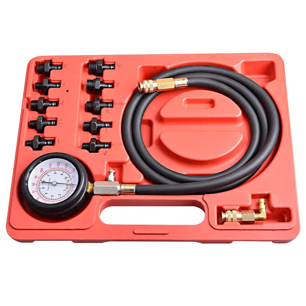 12 piece Engine Oil Pressure Test Kit Tester Car Garage Tool Low Oil Warning Devices