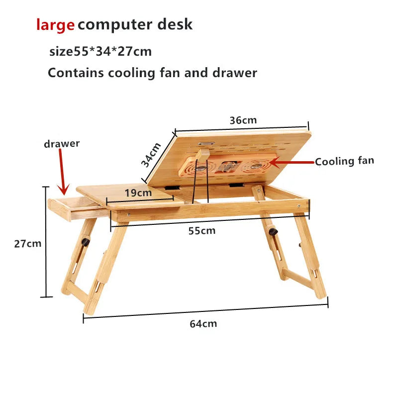 Cooling Fan Laptop desk Portable Adjustable Foldable Computer Desks Notebook Holder tv bed PC Lapdesk Table Stand With Mouse Pad