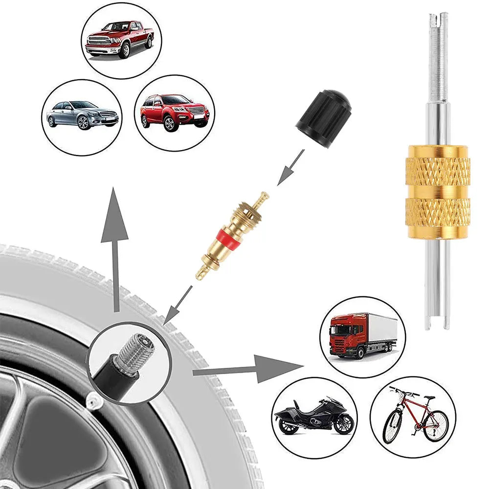 33Pcs Tire Valve Stem Puller Kit Car Motorcycle Valve Stem Core Metal Repair Tools Automobile Tire Install Replacement Tool