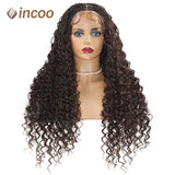 24'' Bohemia Full Lace Box Braided Wig Synthetic Lace Frontal Wig for Braiding Wih Curly Hair Ombre Blonde Goddess Faux Locs Wig