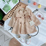 New England Style Spring Autumn Cotton Girl Toddler Trench Kids Windbreaker Fashion Little Girl Double Breasted Jacket Outfits