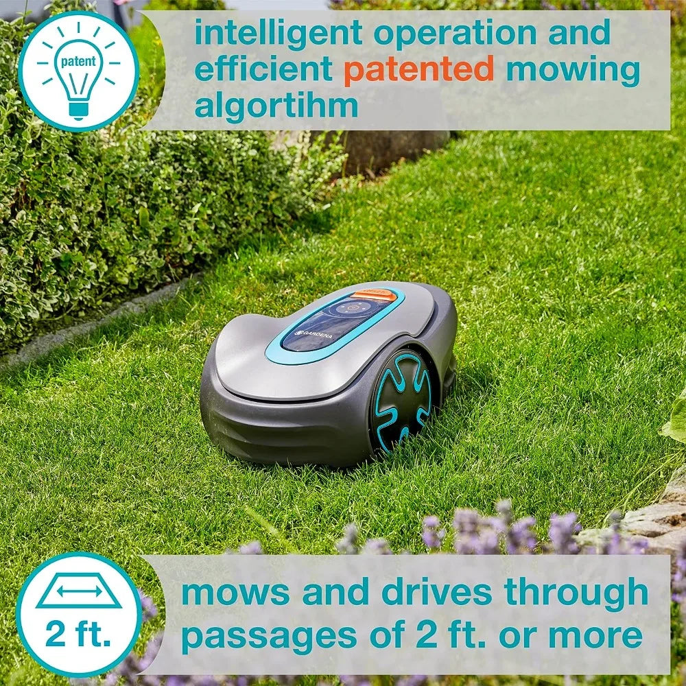 GARDENA 15201-41 SILENO Minimo - Automatic Robotic Lawn Mower, with Bluetooth app and Boundary Wire, one of The quietest in its