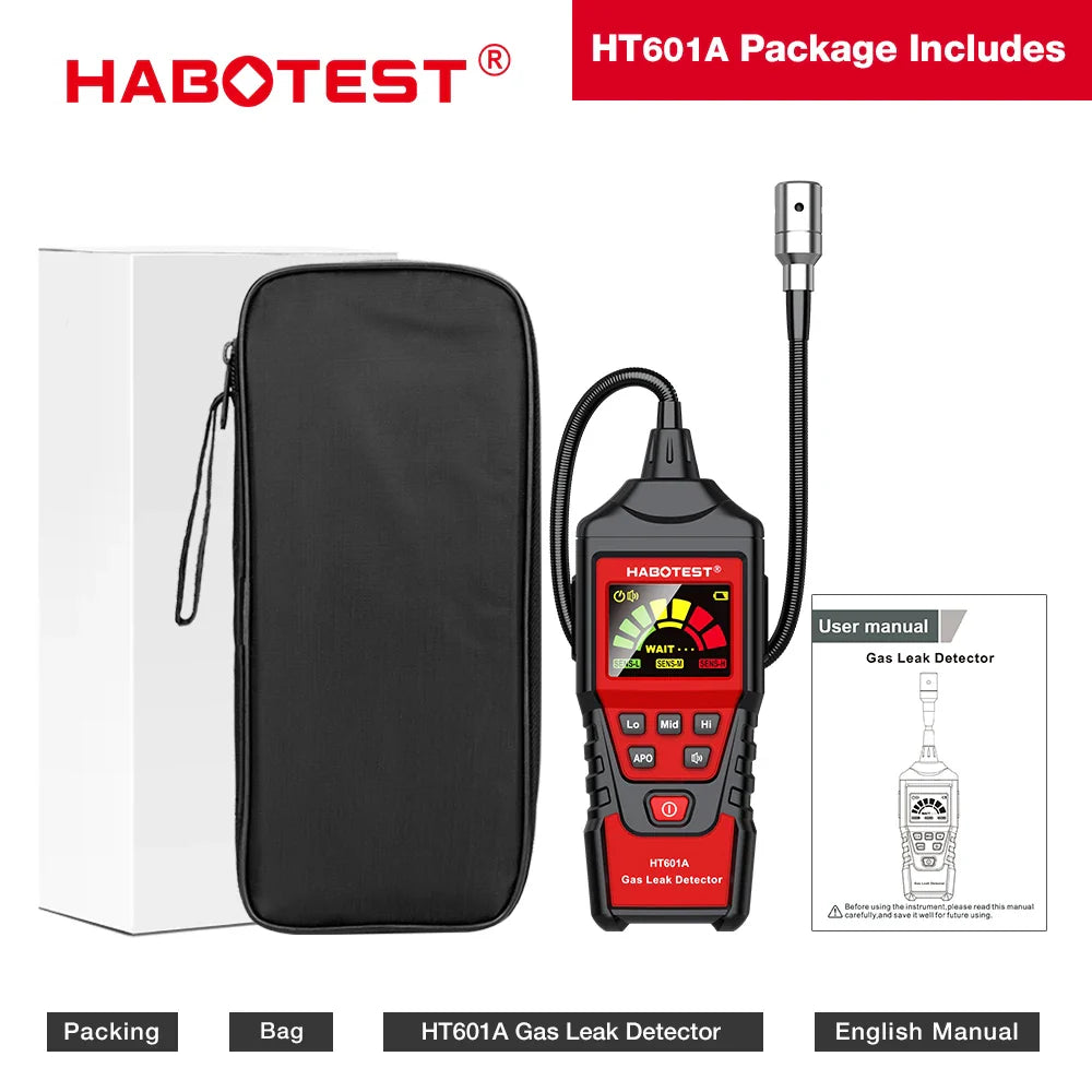 Gas Leak Detector Analyzer HT601A HT601B 9999 PPM 20% LEL LCD Sound & Screen Alarm Combustible Flammable Natural Methane Tester