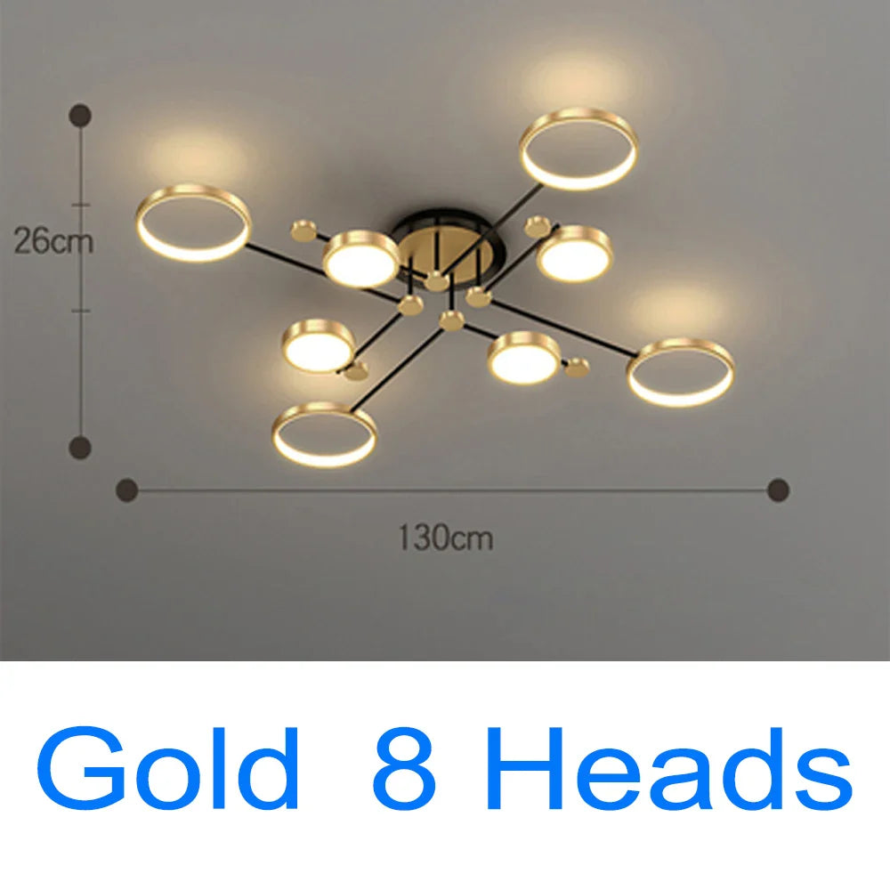 Modern Pendant Light LED Nordic Lamp Gold Black Hanging Chandelier Ceiling Lights Dimming Remote Control Lighting Fixture