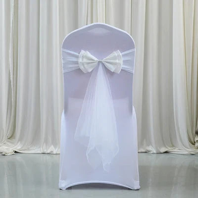 Spandex Lycra Chair Band Back Satin Bow Swag Chair Sash For Wedding Chair Cover Event Party Decoration