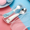 Baby Children Spoon Fork Set Cartoon Bear Stainless Steel Fork Spoon Kids Toddler Training Spoon Utensil Baby Feeding Cutlery