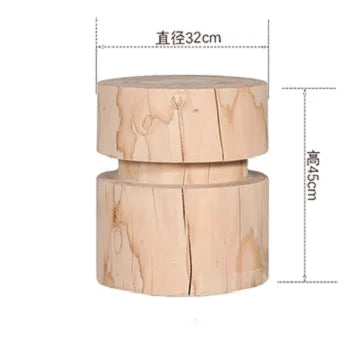 Creative Solid Wood Stool Log Pouf Sitting Stool Household Side Table Stump Hotel Decoration Coffee Table Creative Round Stool