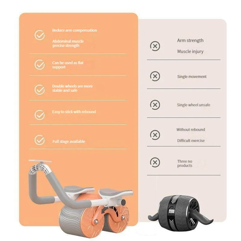 Silence Automatic Rebound Elbow Support Abdominal Wheel Abs Workout For Bodybuilding Training Exercise Fitness Ab Slide Roller