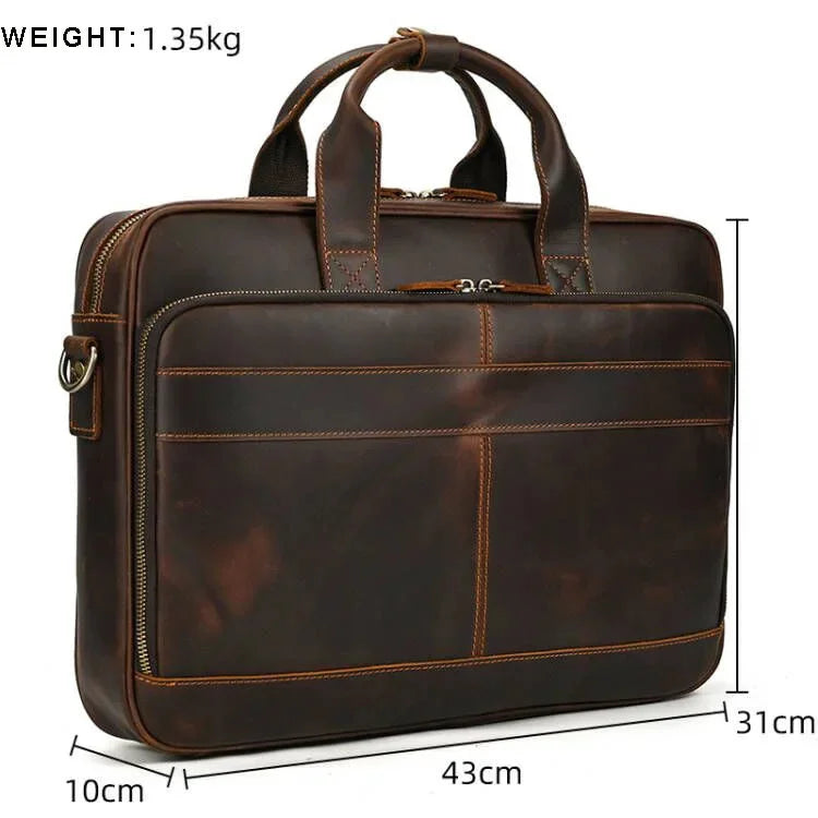 Newsbirds genuine leather men handbag business messenger shoulder 15.6 inch laptop computer hands male s for layer