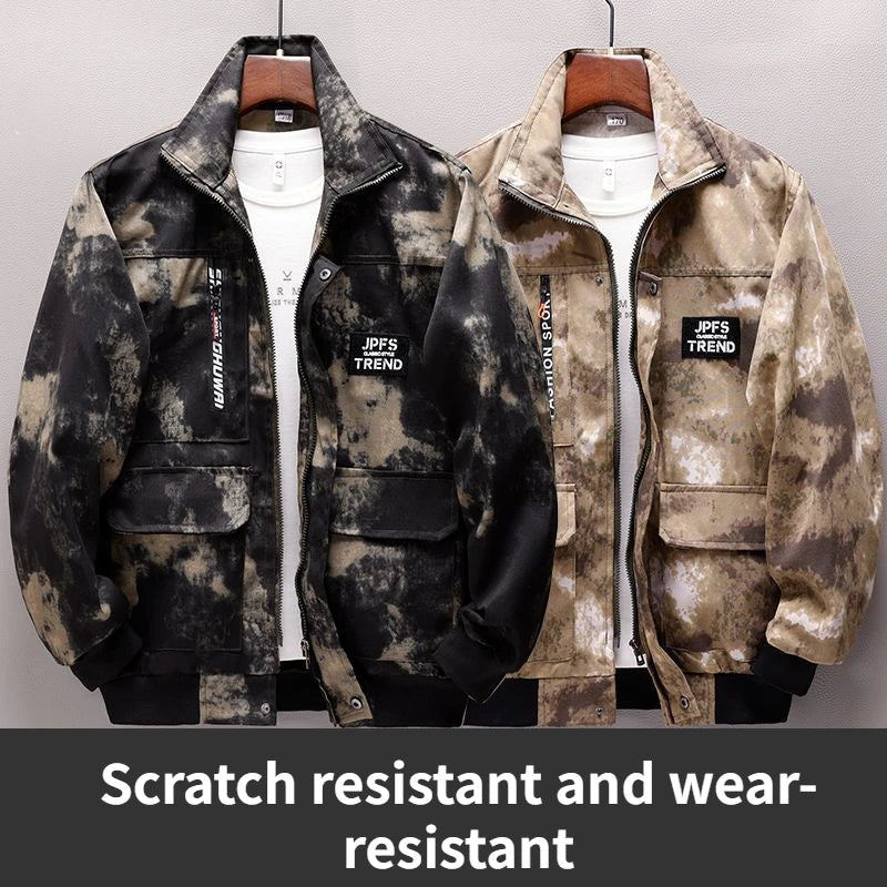 Men Clothing Two Piece Set Camouflage Discovery Training Suit Work Clothes Cardigan Military Outerwear Tactical Overalls  Jacket