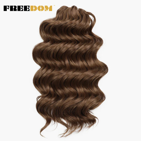 FREEDOM Synthetic Deep Curly Twist Crochet Hair 16 Inch Deep Wave Braid Hair Soft Ombre Blonde Brown Braiding Hair Extensions