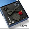 Fashion Men's Tie Gift Box Luxury Brand Necktie Bowtie Pocket Square Brooches Cufflinks Clips Suit For Party Wedding Man Gifts