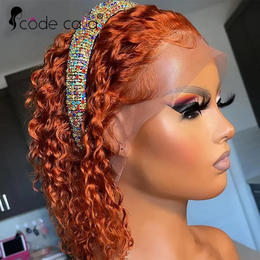 Ginger Lace Front Wig Human Hair HD Transparent 13x4 Lace Frontal Human Hair Wigs Colored Cosplay Orange Human Hair 180 Density