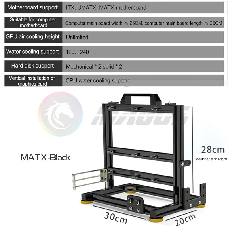 MOD Gamer Cabinet,DIY ITX MATX ATX PC Case Open Frame Rack,Water Cooler Desktop Computer Gaming Chassis Vertical Personality