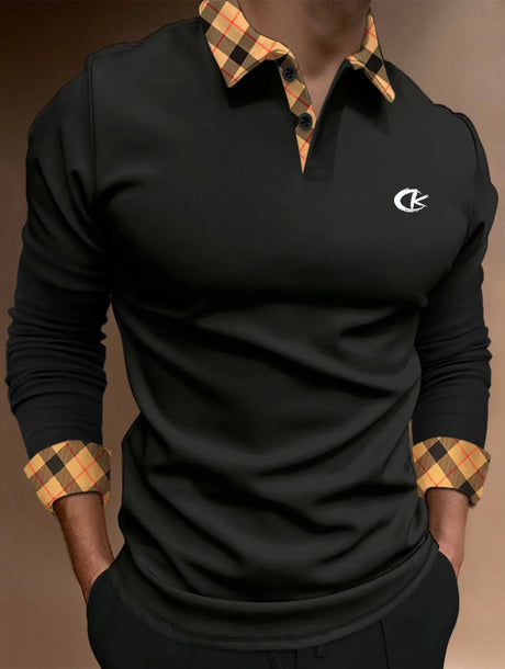 2023 Europe United States Men's Large Size Long Sleeve printed Lapel Polo Shirt Breathable Sweat Absorption High Quality Shirt