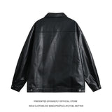 Simple Solid Crocodile Skin Like PU Leather Motorcycle Jacket Unisex Rock Star Men Bomber Coat Women Loose Spring Autumn Chic