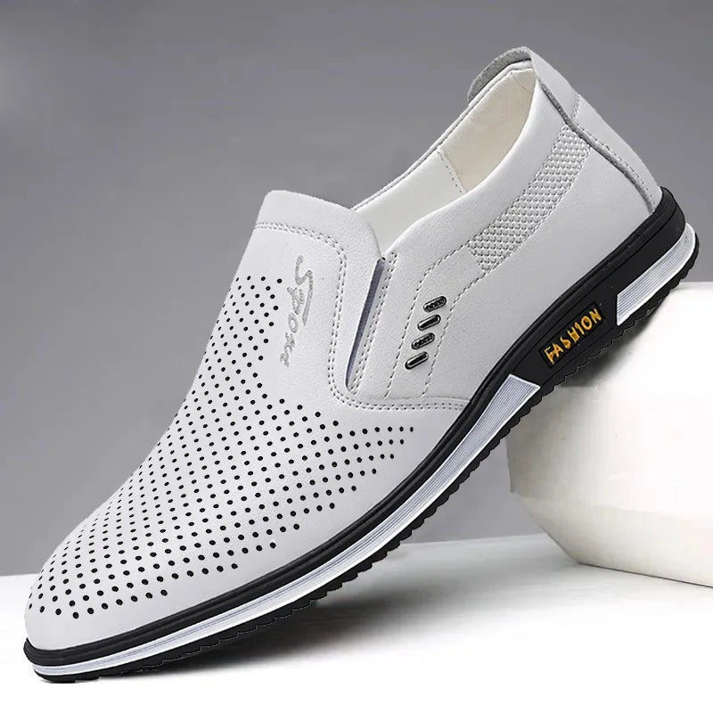 Leather Shoes Men's Lazy Shoes 2023 Spring Summer New Men Breathable Outdoor Casual Shoes Business Formal Single Shoes Sneakers