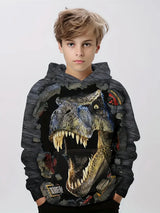 3D Dinosaur Pattern Kid's Hoodie, Trendy Long Sleeve Top, Boy's Clothes For Spring Fall Winter