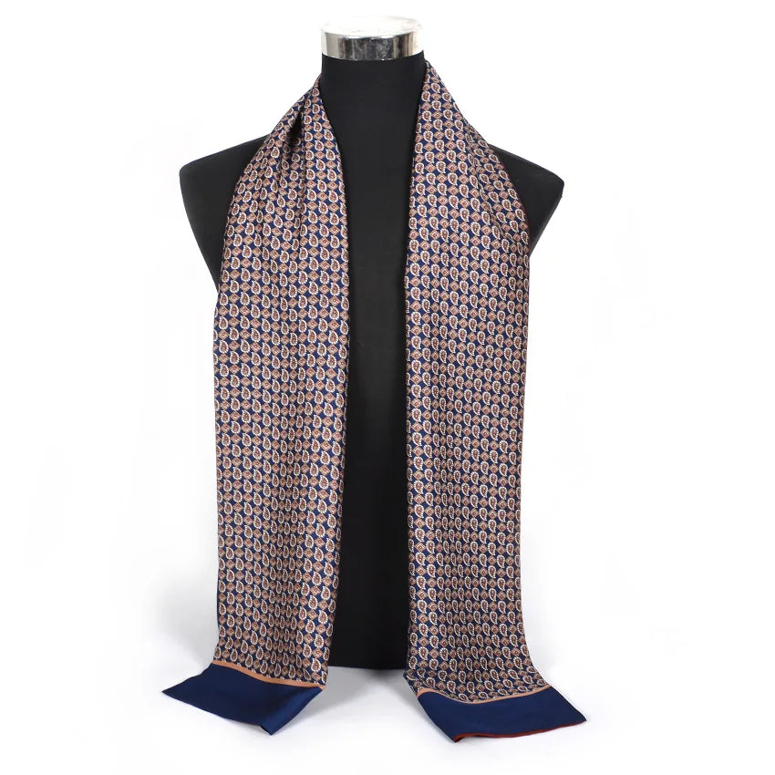 [BYSIFA] Men Silk Scarf Neck Scarf Fall Winter Male Long Scarves Fashion Houndstooth Business Scarf Cravat 170*30cm