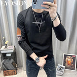 Autumn Men's Hoodies Long Sleeve Sweatshirt New Cotton High Quality Round Neck Sweater Loose Versatile Casual Black White M-5XL