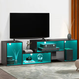 TV cabinet with LED light strip, multifunctional TV stand cabinet with storage partition, easy to organize, sturdy and stable