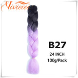 6 Pcs 24” Synthetic Braiding Hair Pink Jumbo Braids Hairstyles Purple Blue Blonde Ombre Hair Extensions For Women 100G/Pack