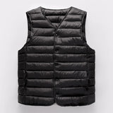 2023 Autumn Winter Men Warm Vest Jacket Male Ultra Lightweight V-neck Sleeveless Button Packable Warm Down Cotton Liner Vest