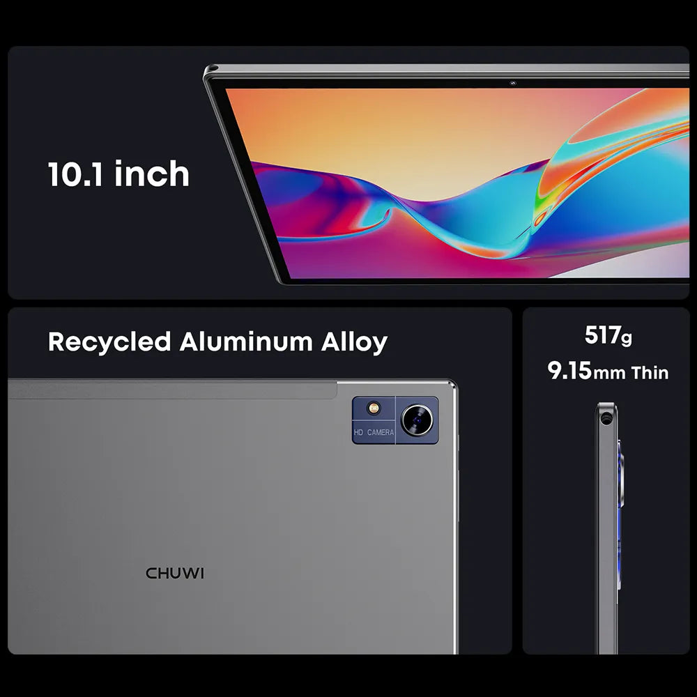 CHUWI Hi10X Pro 10.1 Inch 800*1280 IPS Screen Unisoc T606 4GB RAM 128GB ROM Tablets 2.4G/5G Wifi Android 13 Tablet PC 7000mah