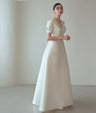 KOYOUN V Neck Simple Wedding Dresses with Short Puff Sleeves Bride Gowns A Line Korean Bride vestidos de novia 2024